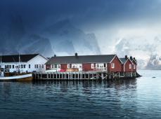 Conjunto de cabañas en la provincia de Tromso