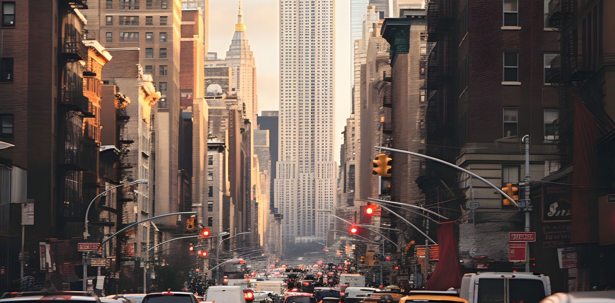 Vista de los taxis por las calles de Nueva York