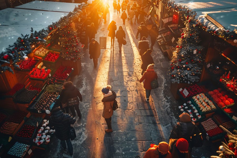 Mercadillo navideño al caer el sol