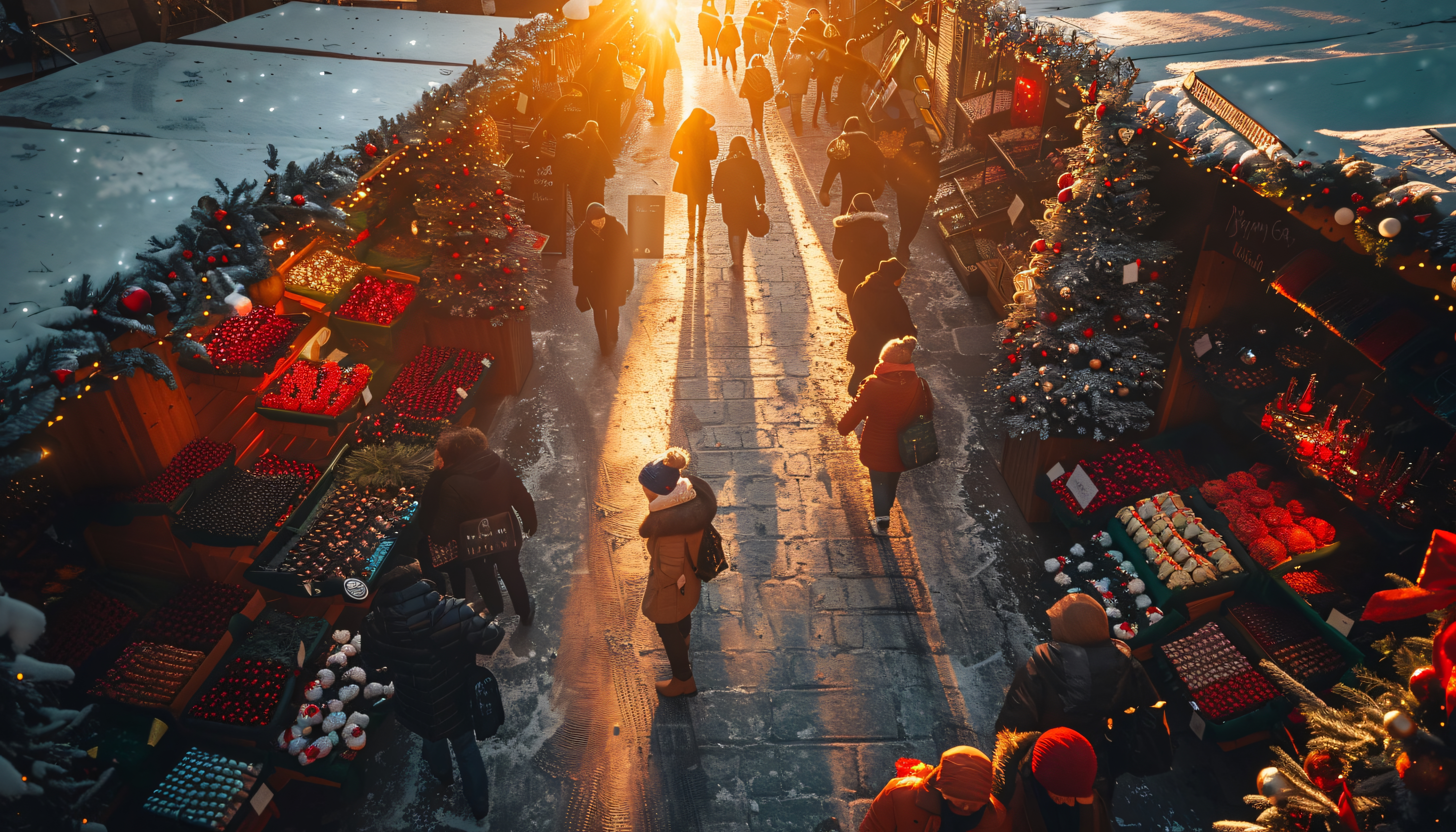 Mercadillo navideño al caer el sol