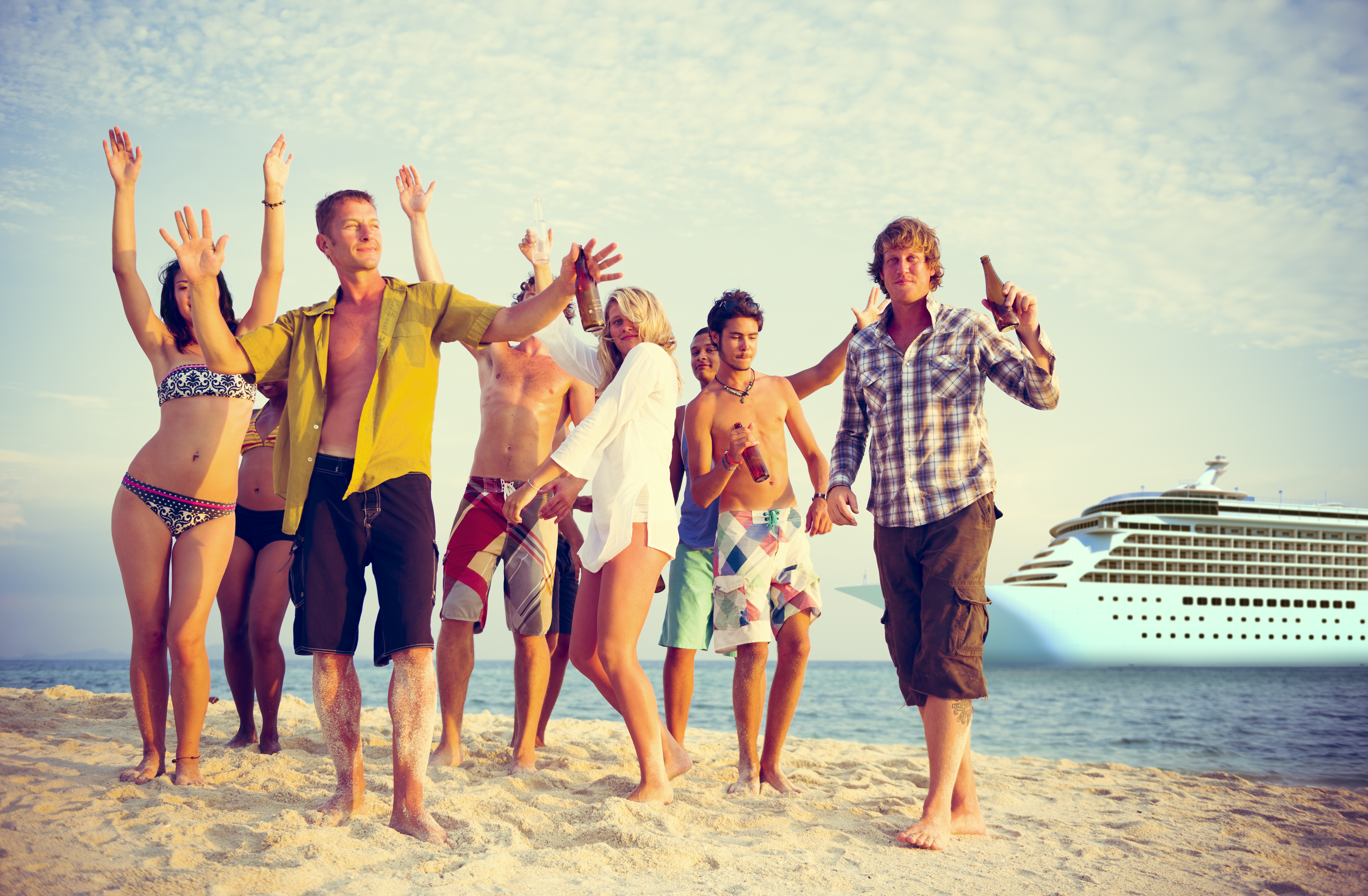 Grupo de singles en las playas de Grecia