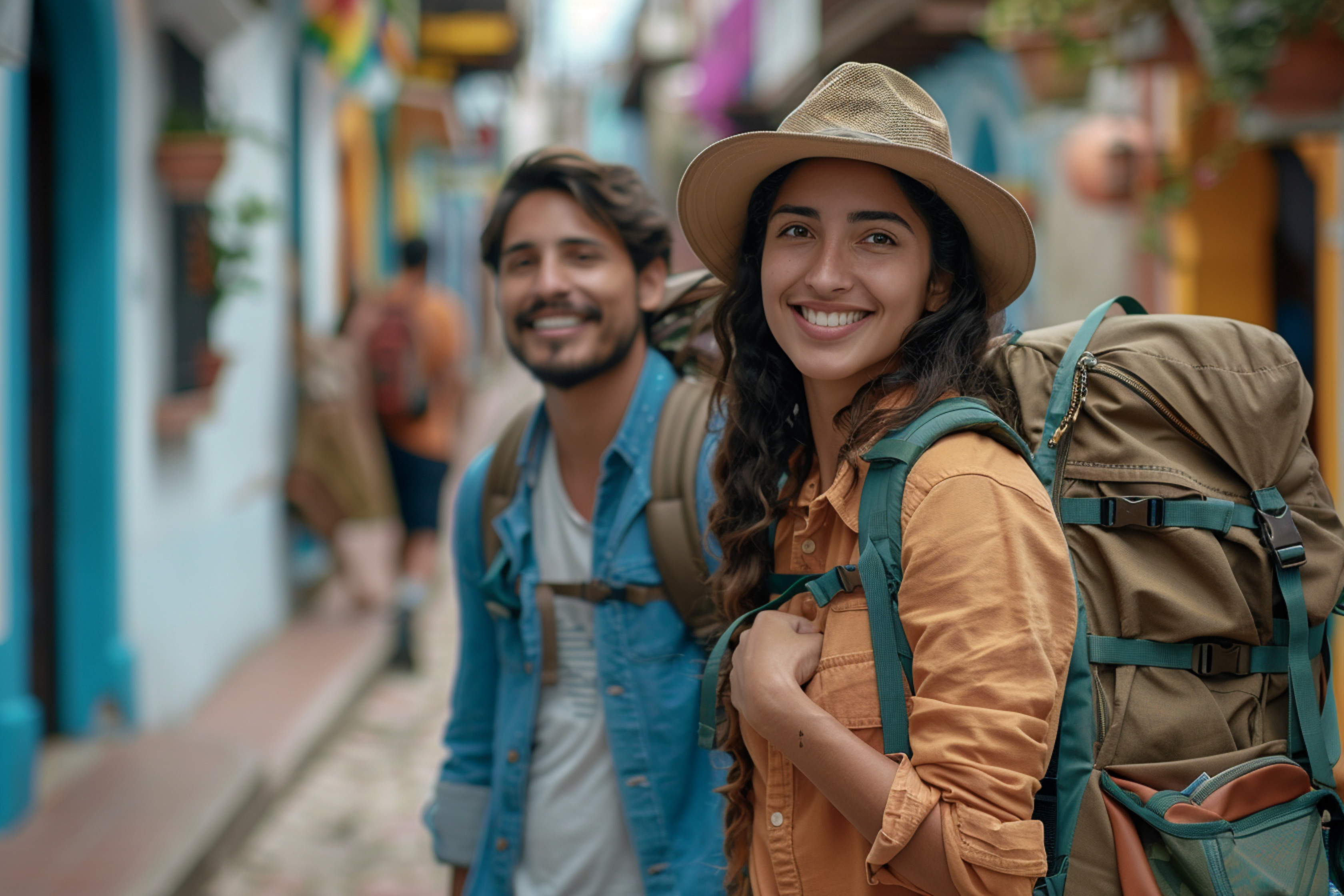 pareja de amigos singles visitando las calles de Cuzco